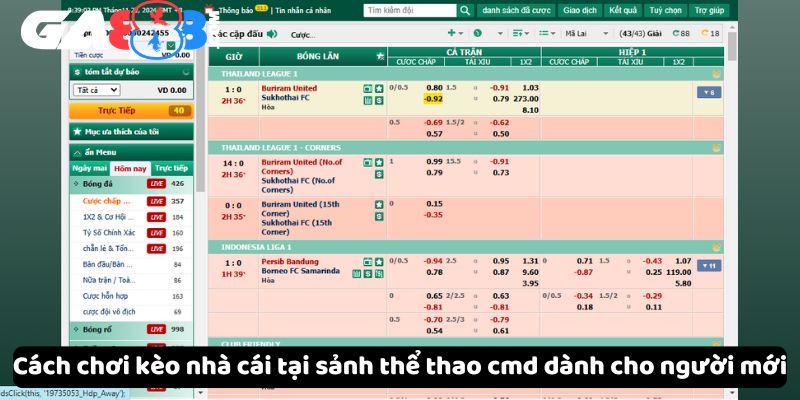 Cách chơi kèo nhà cái tại sảnh thể thao cmd dành cho người mới