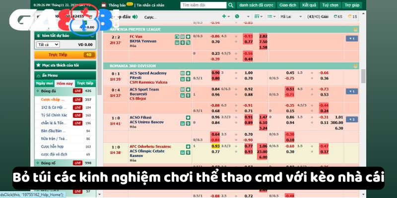 Bỏ túi các kinh nghiệm chơi thể thao cmd với kèo nhà cái