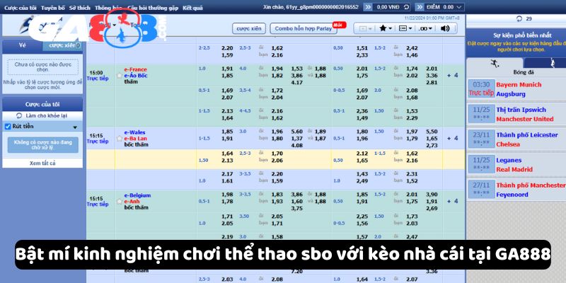 Bật mí kinh nghiệm chơi thể thao sbo với kèo nhà cái tại GA888