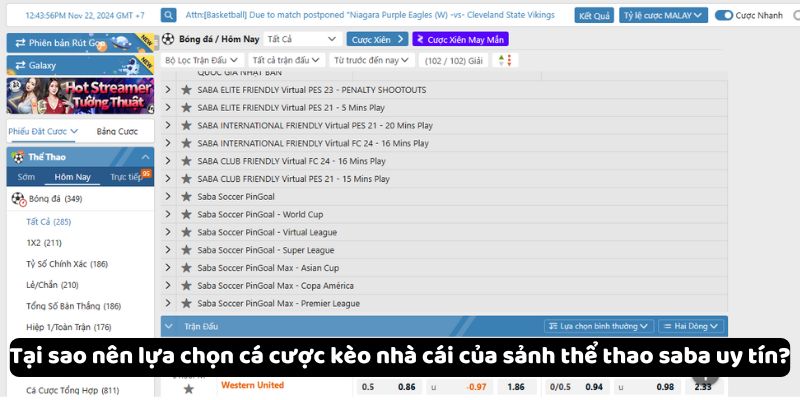 Tại sao nên lựa chọn cá cược kèo nhà cái của sảnh thể thao saba uy tín?